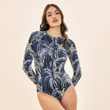 Charger l'image dans la galerie, Image 04: Uv Line Une Pièce Swimsuit Macae Coconut Palms Navy Blue Upf50+