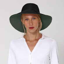 Charger l'image dans la galerie, Model Front: Uv Line Chapeau Souple/Capeline Hat San Diego Fem Black Green Upf50+
