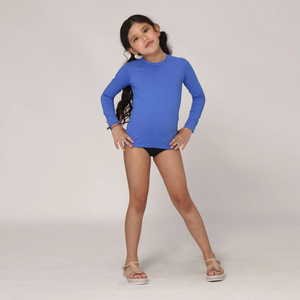 Model Front: Uv Line T-Shirt Camiseta Kids Uvpro Ml Azul Bic Upf50+