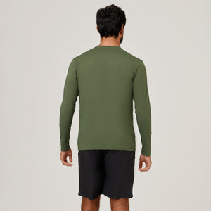 Model Back: Uv Line T-Shirt Camiseta Uvpro Ml Verde Militar Upf50+