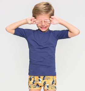 Image 02: Uv Line T-Shirt Kids Fpu50+ Uvpro Short Sleeve T-Shirt Navy Blue Uv