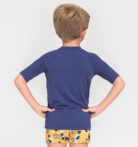 Model Back: Uv Line T-Shirt Kids Fpu50+ Uvpro Short Sleeve T-Shirt Navy Blue Uv