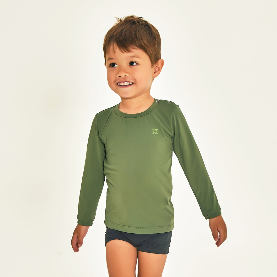 Model Front: Uv Line T-Shirt Longsleeve Baby Verde Militar Upf50+