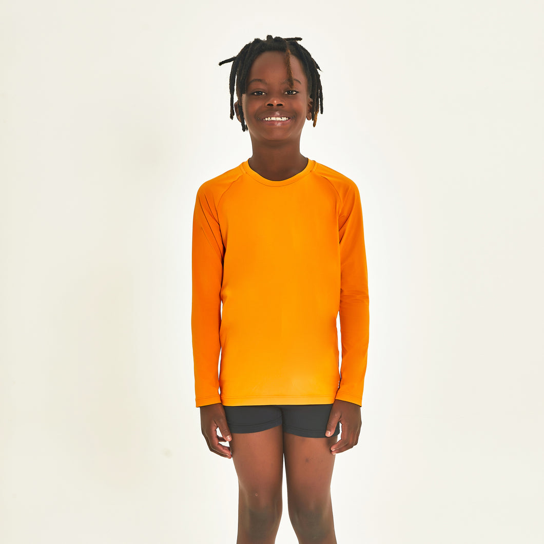 Model Front: Uv Line T-Shirt Longsleeve Uprpo Inf Amarelo Queimado Upf50+