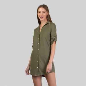 Image 02: Uv Line Vêtement De Plage Shirtdress Copenhagen Verde Militar Upf50+