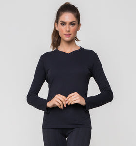 Model Front: Uv Line Fitness Haut Sport Fit Preto Fem